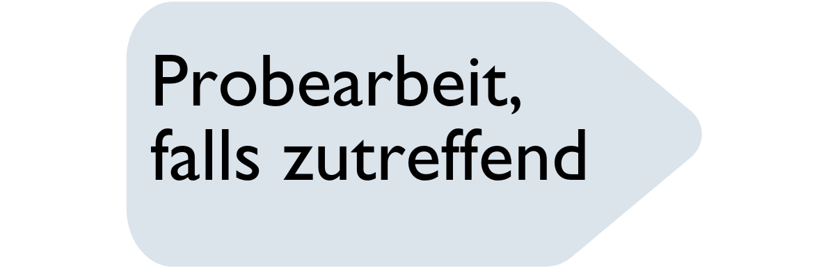 Bewerbungsprozess Grafik - Probearbeit, falls zutreffend